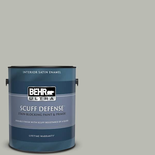BEHR ULTRA 1 gal. #N380-3 Weathered Moss Extra Durable Satin Enamel Interior Paint & Primer
