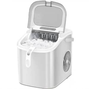 8.66 in. W 26 lbs./24H, 9-Pieces/6 Mins, Bullet Ice Portable Countertop Ice Maker in White with/Ice Scoop and Basket