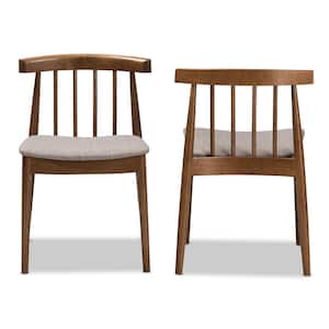 Wyatt Grey and Walnut Brown Fabric Dining Chair (Set of 2)
