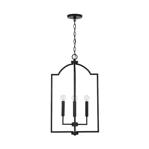 Carter 16 in. W x 27 in. H 4-Light Foyer Pendant in Matte Black