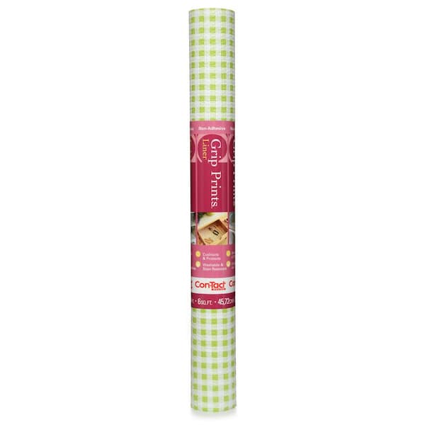 Con-Tact Grip Prints 18 in. x 4 ft. Lime Plaid Non-Adhesive Vinyl Top Grip Drawer and Shelf Liner (6-Rolls)