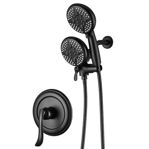 ELLO&ALLO Single-Handle 24-Spray Shower Faucet and Handheld Shower Combo with 5 in. Shower Head in Matte Black