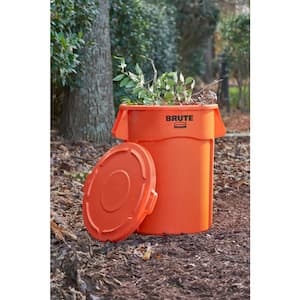 Brute 44 Gal. Orange Round Vented Trash Can (1-Pack)