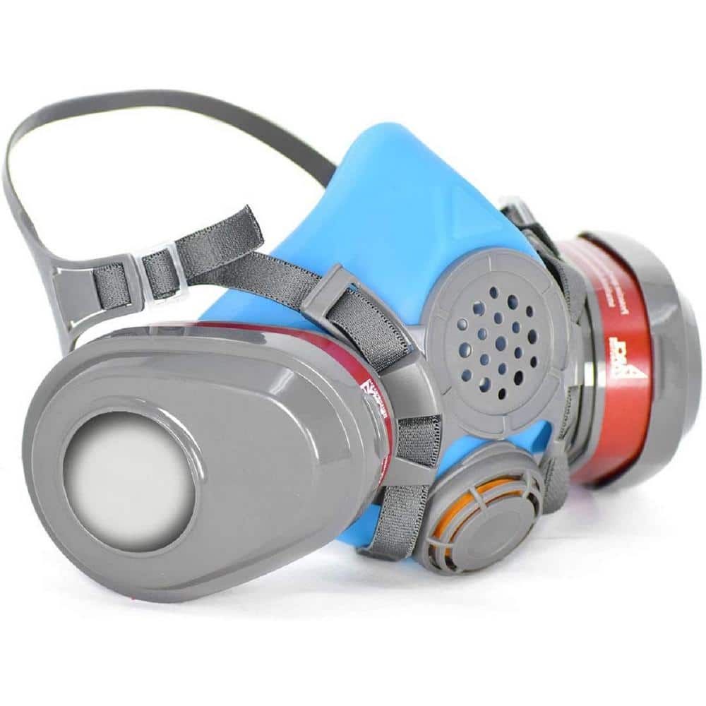 Parcil Safety Half Face Reusable Respirator and Gas Mask, Blue & Grey -  T-61