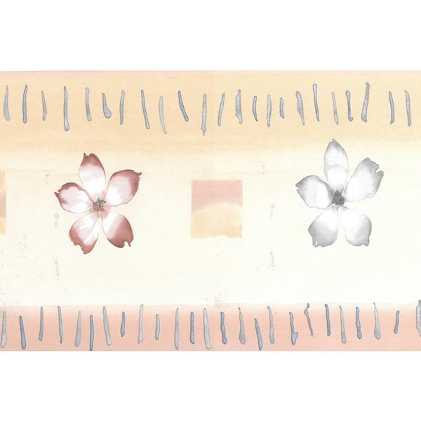 Dundee Deco Falkirk Brin Flowers Beige, Blue, White Wallpaper Border