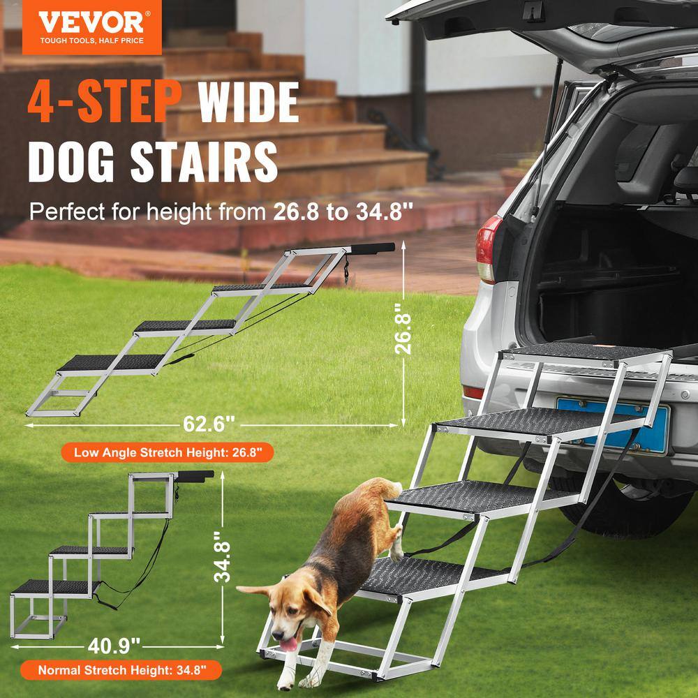 Black Aluminum 4-Step Folding Dog Car Ramp