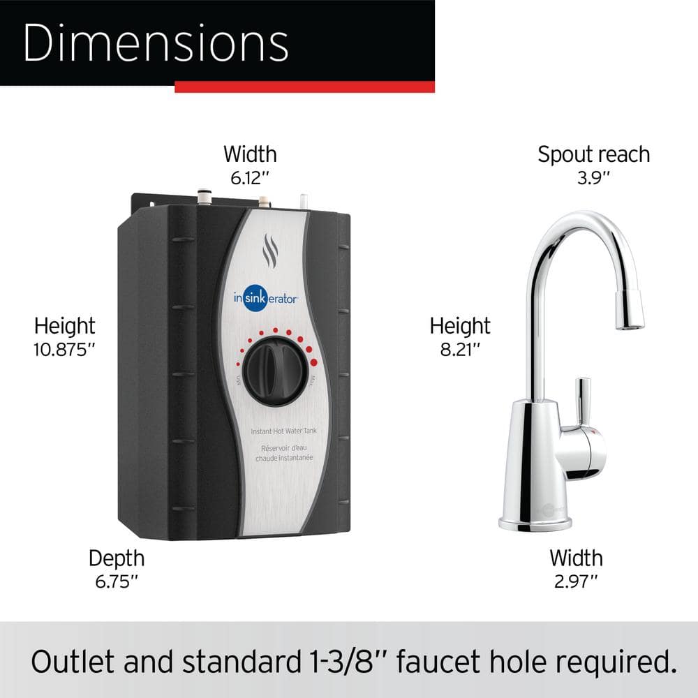 Chrome Single-Handle Instant Hot Water Dispenser with Stainless Steel Tank