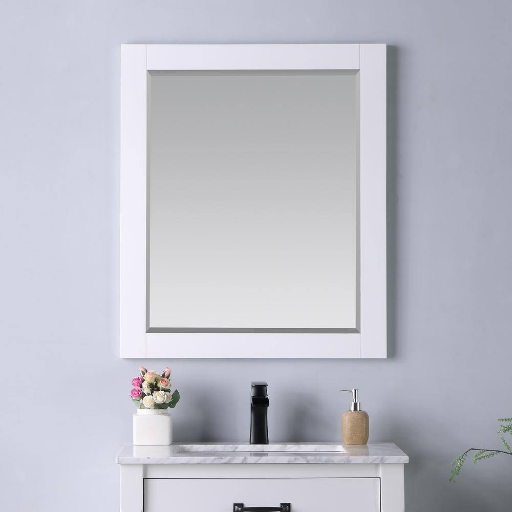 Maribella 36" Rectangular Wood Framed Bathroom Vanity Mirror in Silver