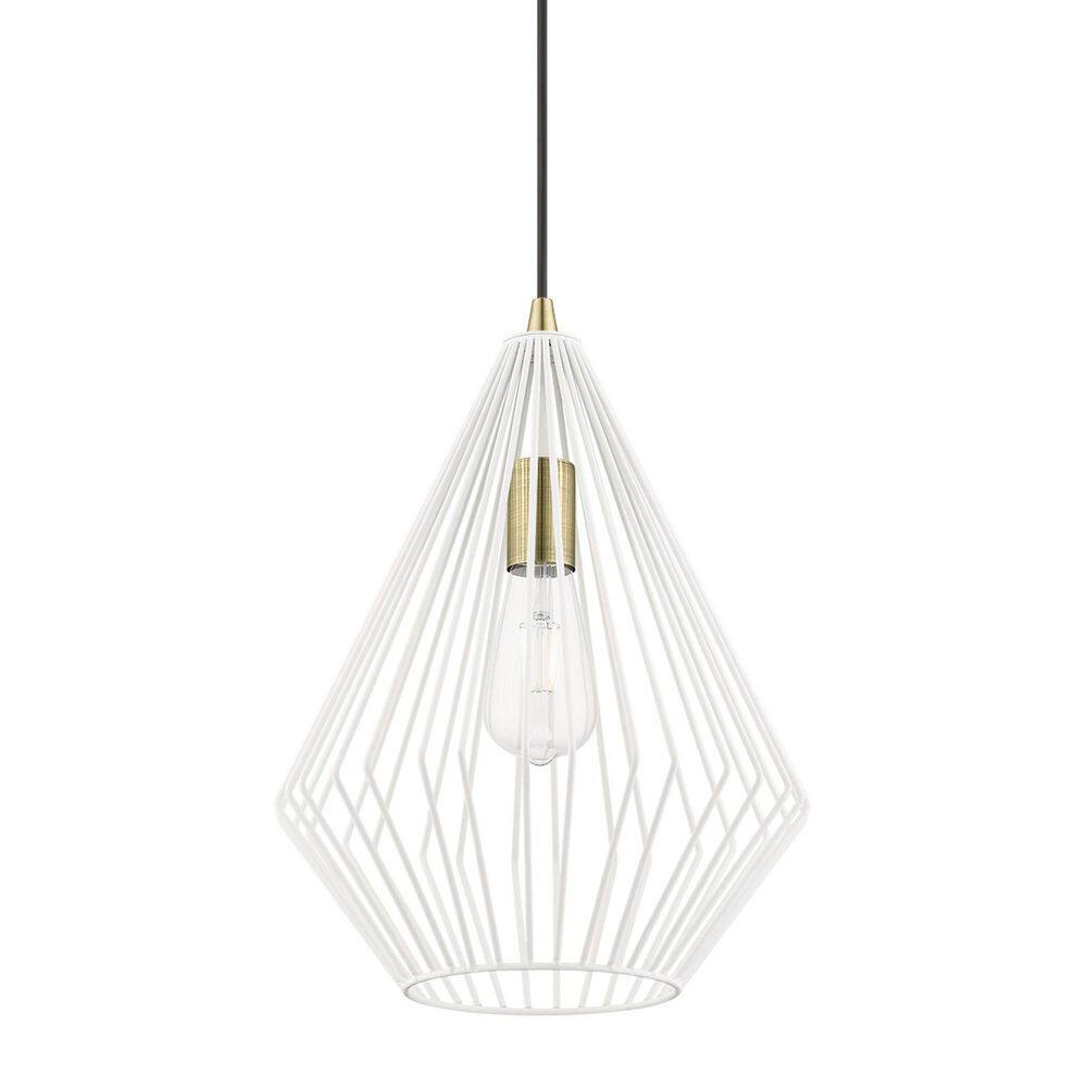 Linz Textured White and Antique Brass 1-Light Island Pendant