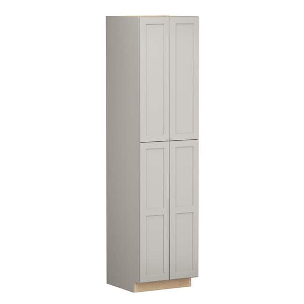 Shaker Full Overlay 24 in. W x 24 in. D x 96 in. H Plywood Assembled Pantry Kitchen Cabinet in Stone Gray