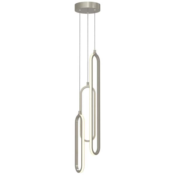 AFX Sienna 24-Watt 3-Light Painted Nickel Shaded Integrated LED Pendant Light with White Acrylic Shade