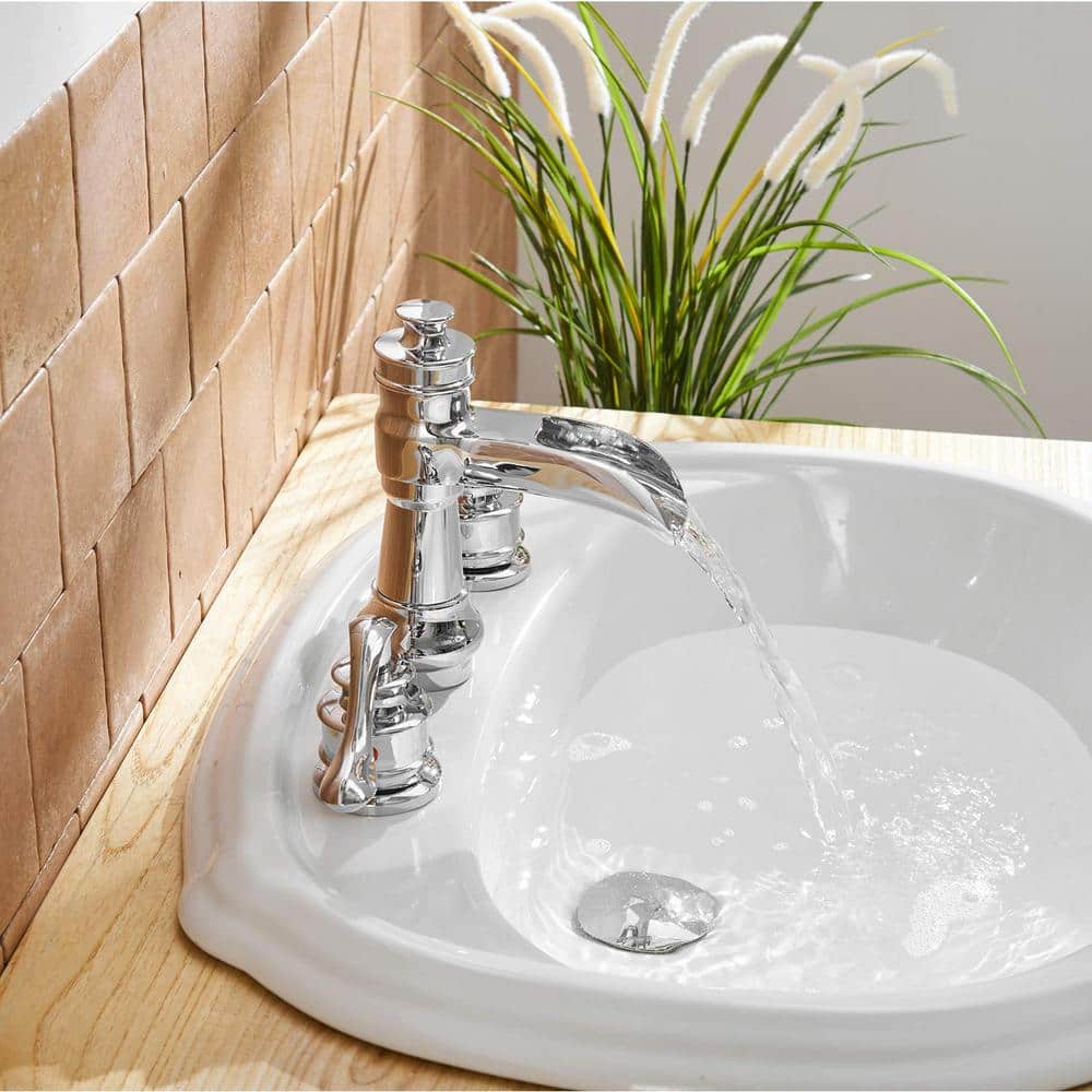 Chrome 8 in. Waterfall Widespread 2-Handle Bathroom Faucet