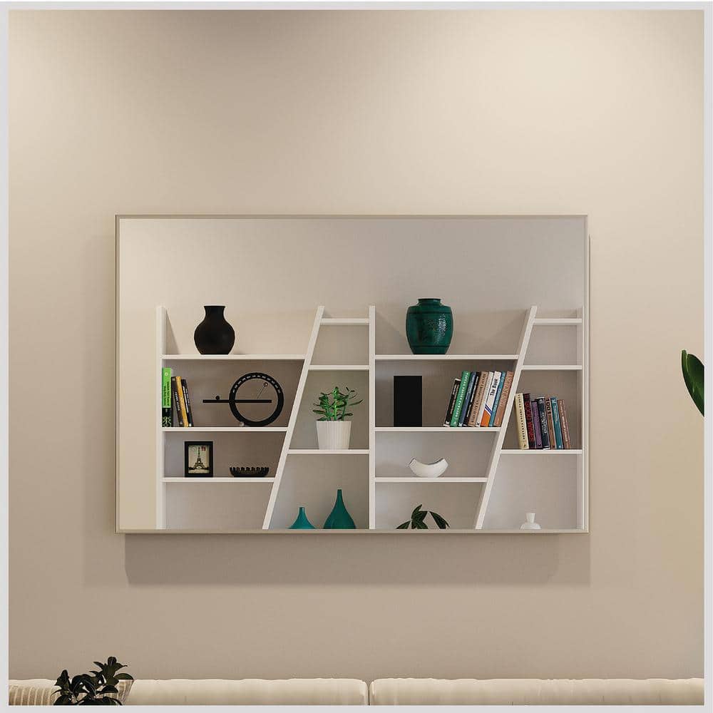Brushed Wood Frame Rectangular 48" x 30" Wall Mirror