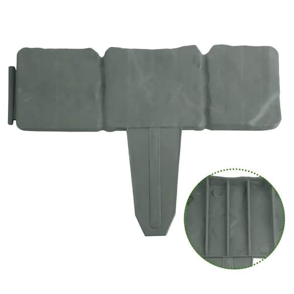 10 in. 20 PCS Cobbled Stone Effect Plastic Garden Lawn Border Edging Gray,Composite