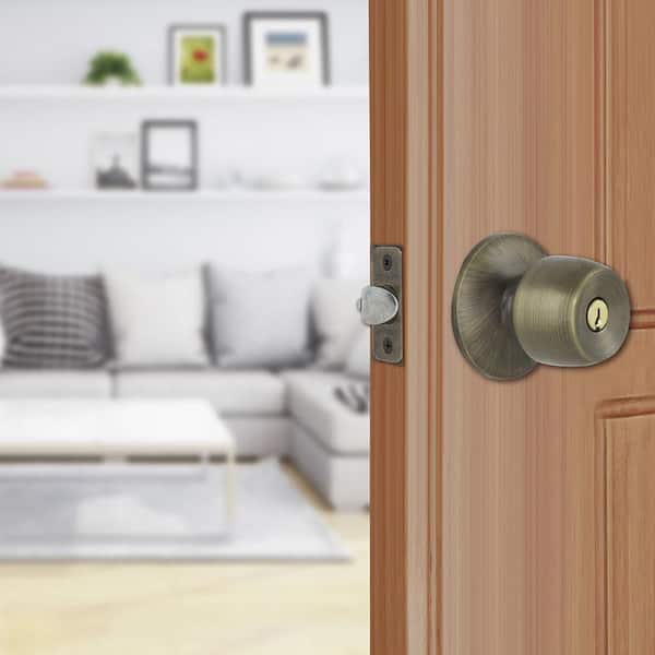 Brandywine Antique Brass Keyed Entry Door Knob