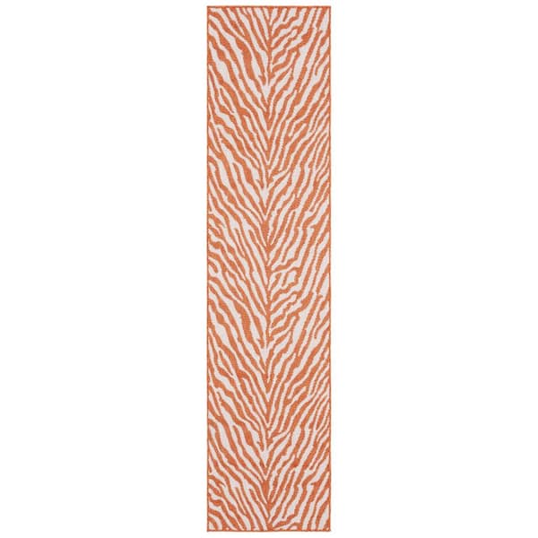 SAFAVIEH Bermuda Rust/Ivory 2 ft. x 8 ft. Tiger Animal Print Indoor/Outdoor Runner Rug