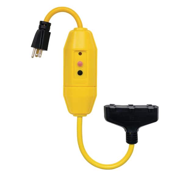 2 ft. In-Line GFCI Triple Tap Cord Manual Reset