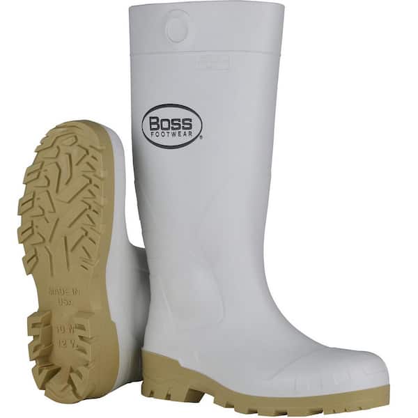 Men's 16 in. White PVC Steel Toe Waterproof Rubber Rain Boot - Size 11