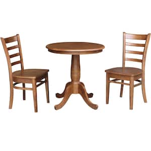 3-Piece 30 in. Bourbon Oak Round Dining Table and 2-Side Chairs