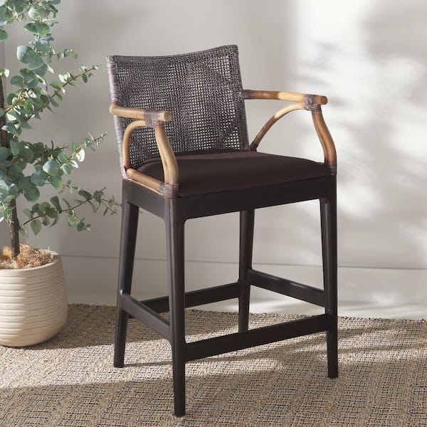 Gianni 36.2 in. H Brown/Brown Wood Bar Stool