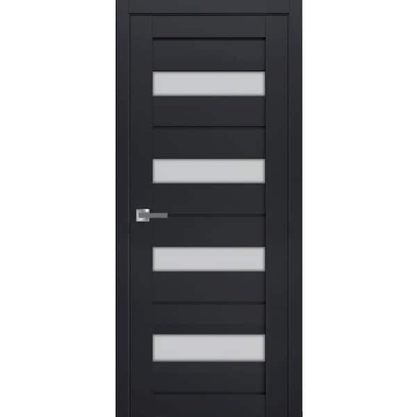 Sartodoors 7455 28 in. x 84 in. Right-Hand/Inswing Solid Frosted Glass Antracite Single Prehung Interior Door with Hardware