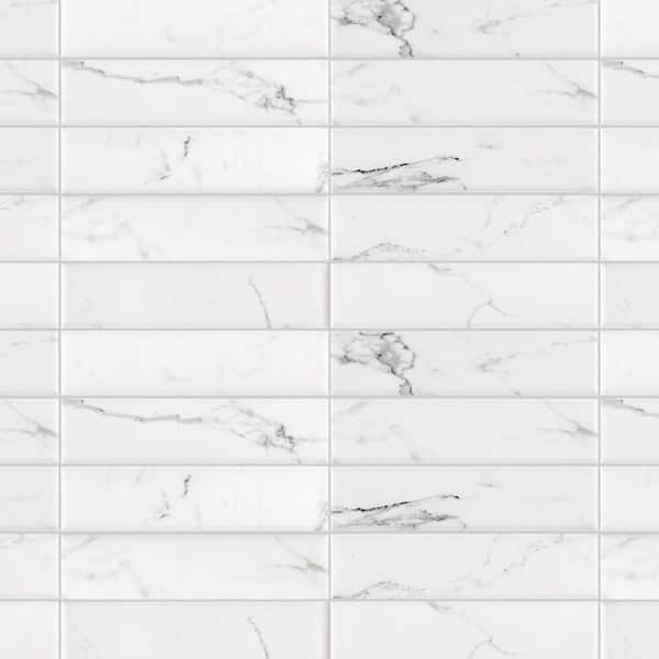 Merola Tile Timeless Brick Calacatta 2-3/8 in. x 9-3/4 in. Porcelain Floor and Wall Tile (5.78 sq. ft./Case)