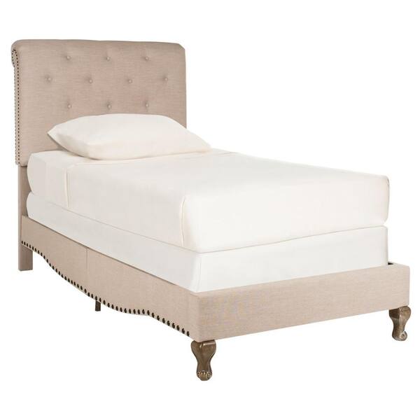 SAFAVIEH Hathaway Beige Twin Upholstered Bed
