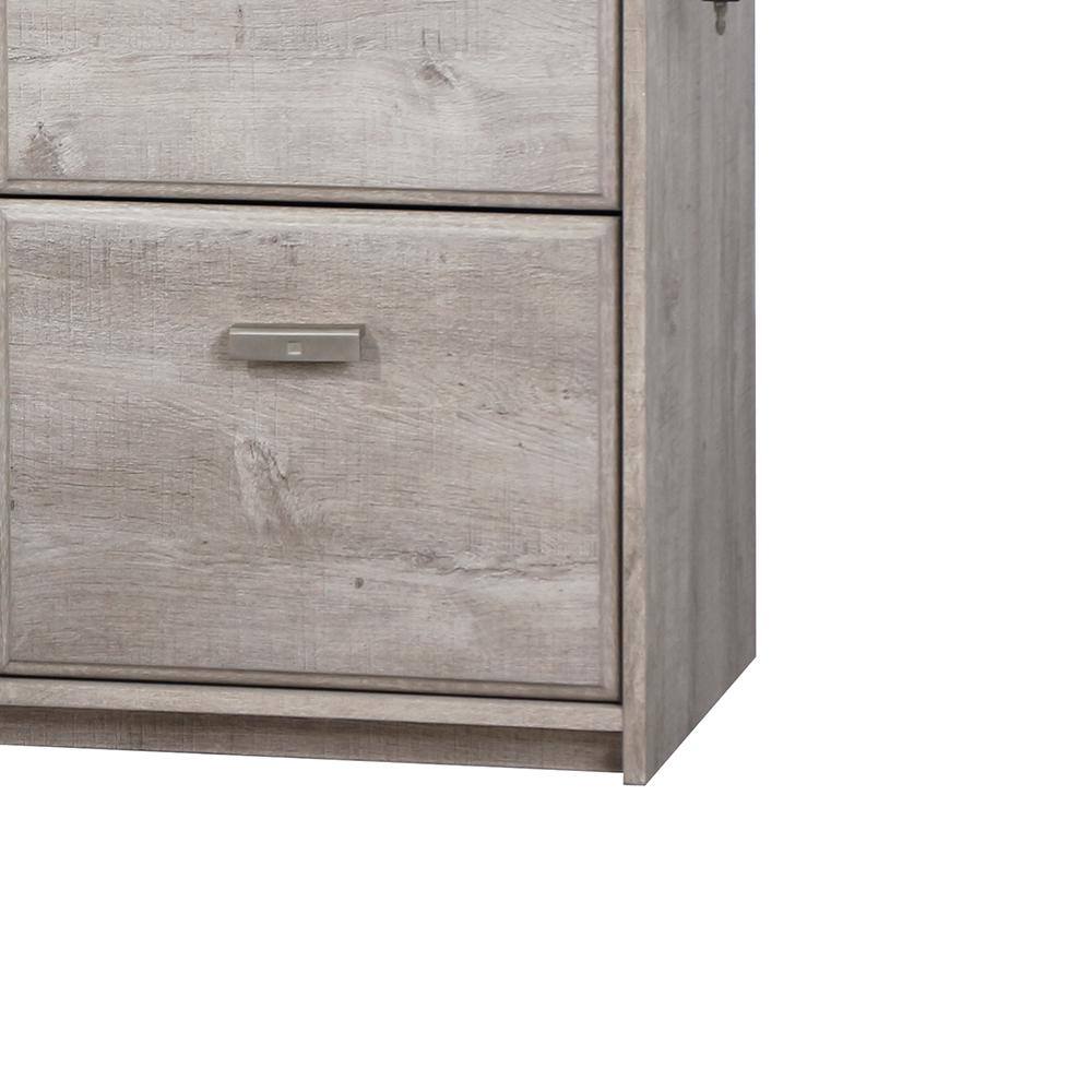 Washed Gray 2-Drawer Wood File Cabinet with Shelves