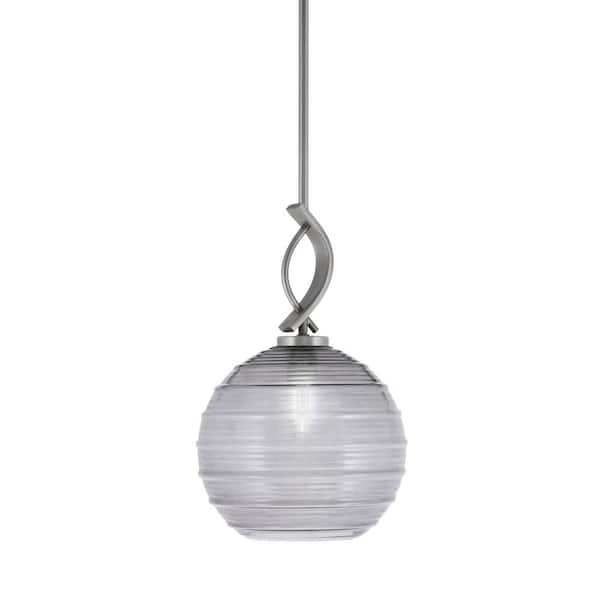 Unbranded Olympia 100-Watt 1-Light Graphite Shaded Mini Pendant Light width Glass Shade