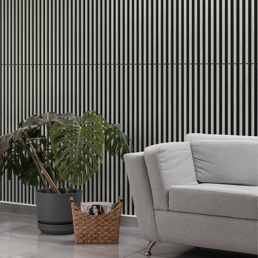 Gray 24" x 48" Wood Slat Acoustic Wall Panels with Recycled Felt Backing