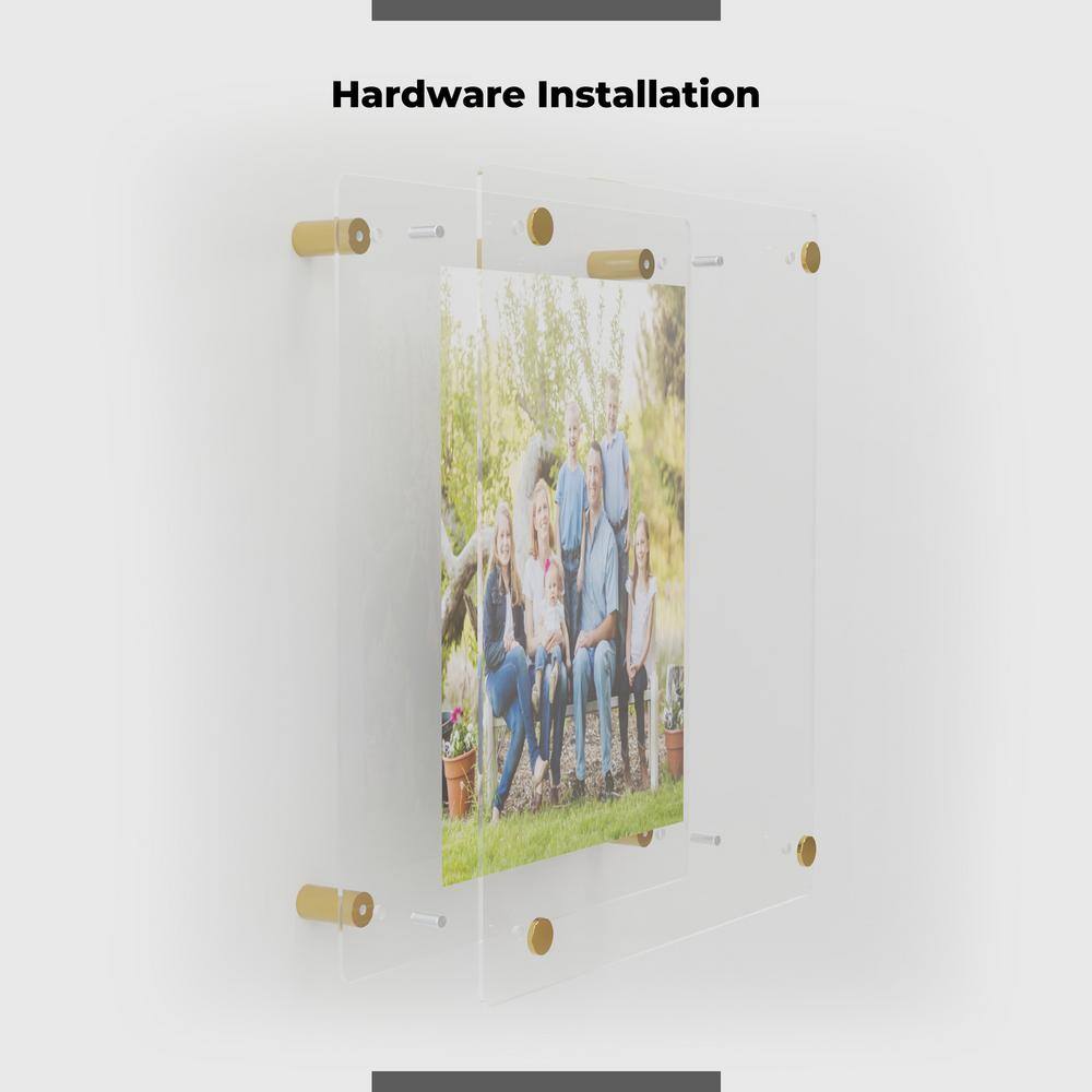 Gold Acrylic Floating Frameless Wall Frame 40x40 for Certificates