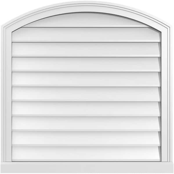 Ekena Millwork 32 in. x 32 in. Arch Top Surface Mount PVC Gable Vent: Functional with Brickmould Sill Frame