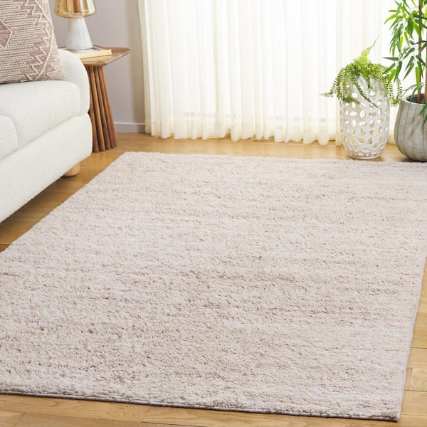 Casablanca Shag 9 ft. x 12 ft. Beige/Ivory Solid Color Gradient Area Rug