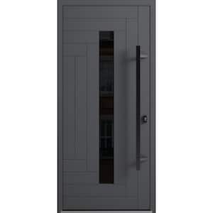 0130 36 in. x 80 in. Left-hand/Inswing Tinted Glass Grey Steel Prehung Front Door with Hardware