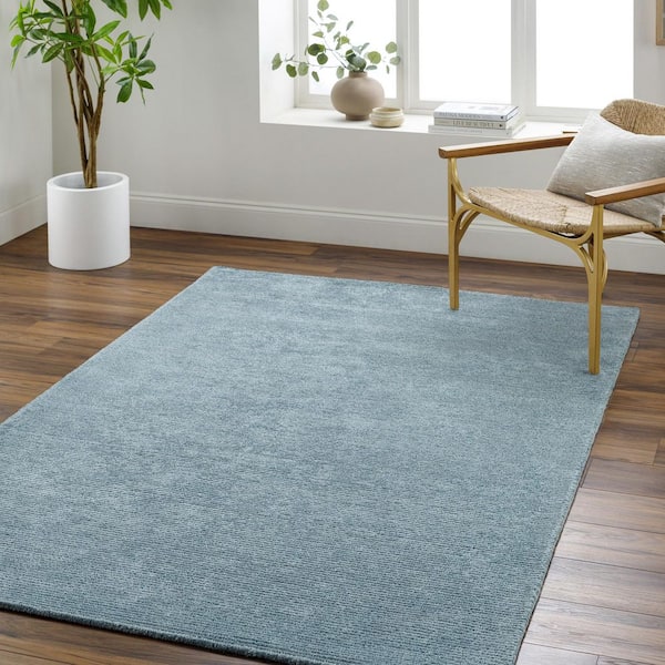 Richmond Aqua Modern Solid Color 6 ft. x 9 ft. Area Rug