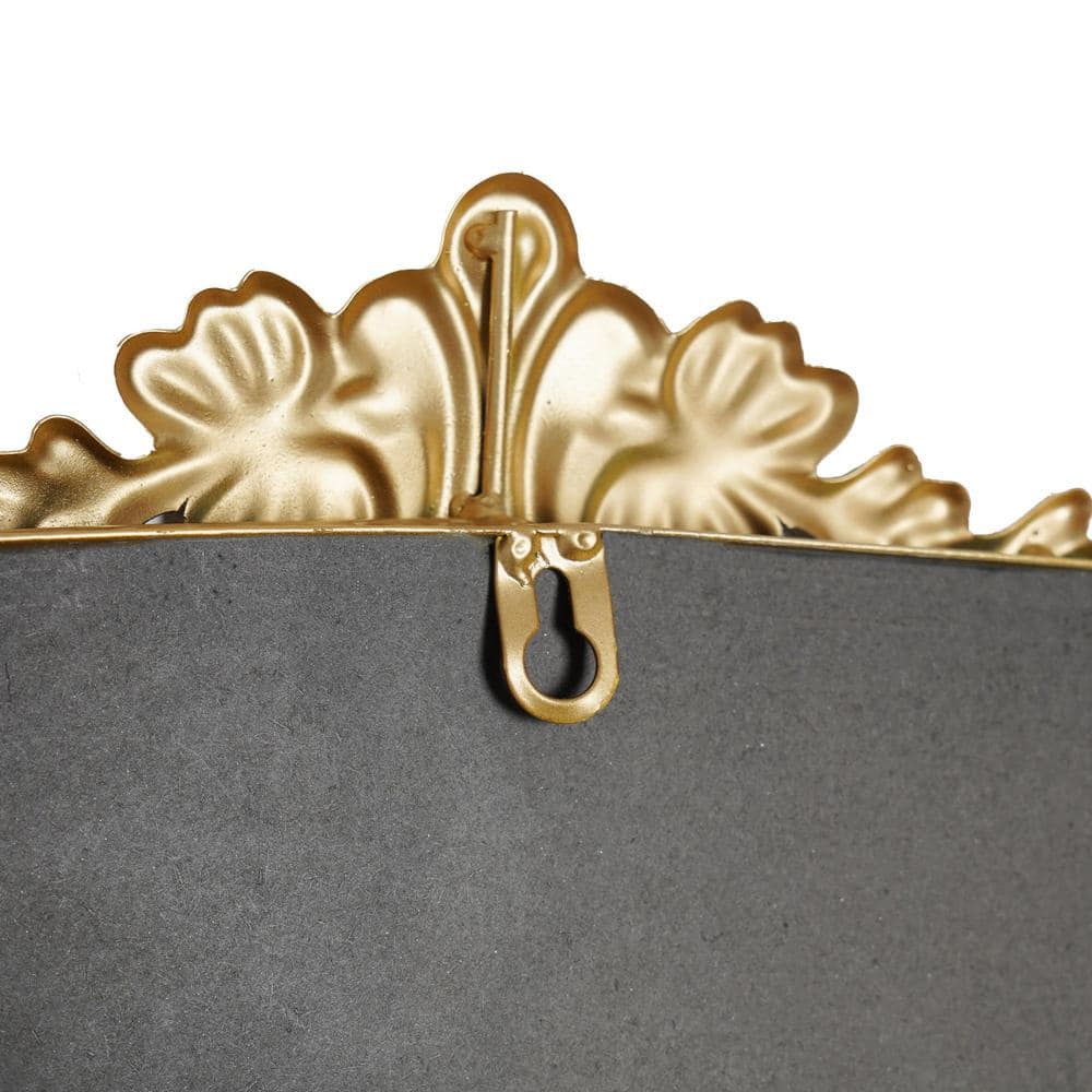 Antique Gold Ornate Metal Framed Arched Mirror 29" x 33"