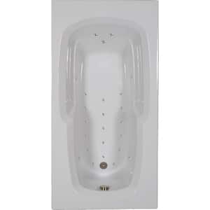 72 in. Acrylic Reversible Drain Rectangular Alcove Air Bath Bathtub in White