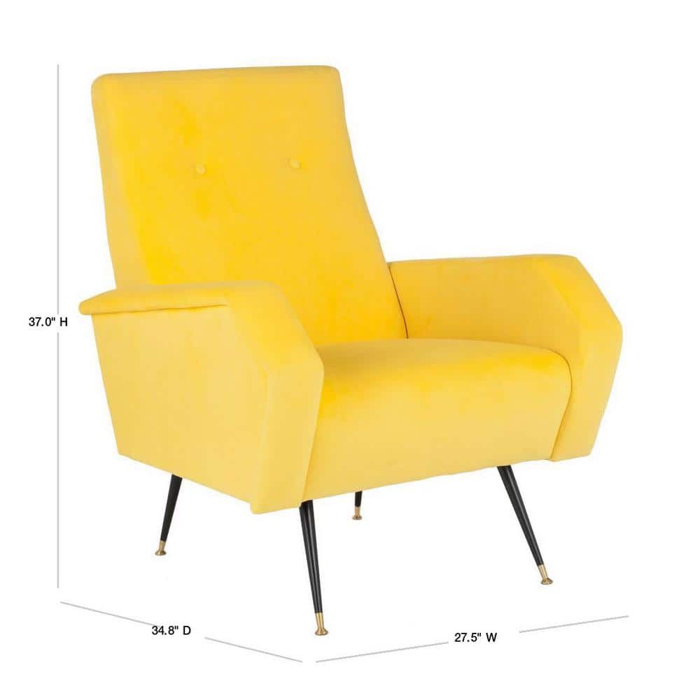 Aida Yellow Velvet Mid-Century Modern Accent Chair