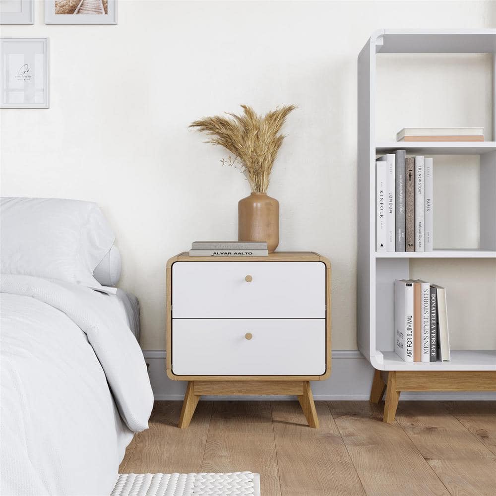 Oak and white nightstand discount
