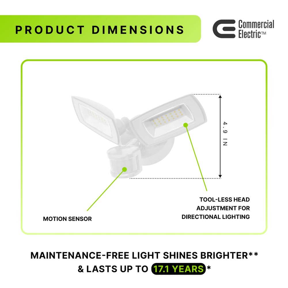 White LED Motion-Activated Twin Head Flood Light