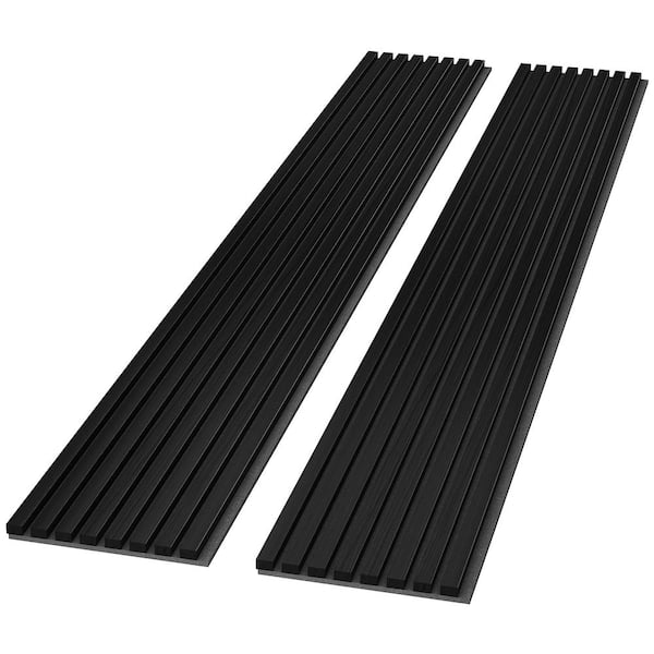 Homeibro 94.49 in. x 12.6 in. Black(Black Felt) Wood Slat Soundproof Wall Panels Sound Absorbing Panel (10-Pack)