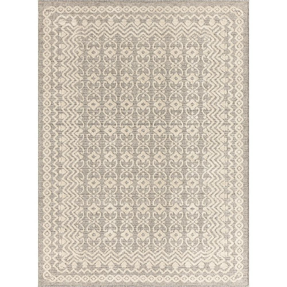 LUXE WEAVERS Grayson Collection Moroccan Floral Trellis Beige 5 ft. x 7