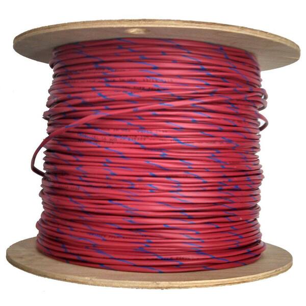 Allcable 1000 ft. 16/2 Foil Sheild Blue Striped Plenum Fire Alarm Cable - Red