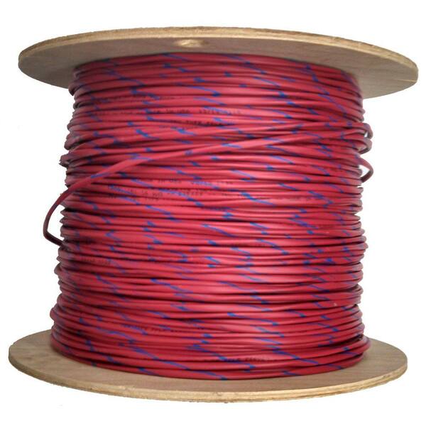 Allcable 1000 ft. 18/2 Foil Sheild Blue Striped Plenum Fire Alarm Cable - Red