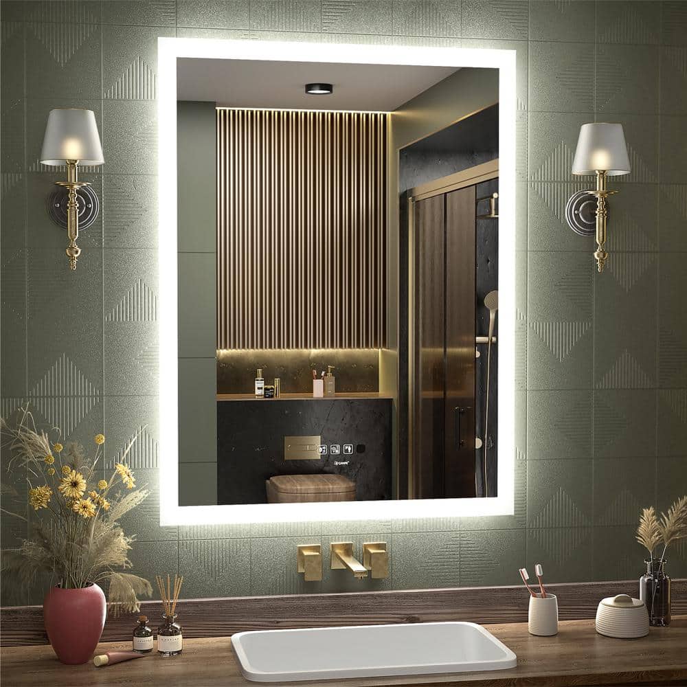 32 in. W x 24 in. H Large Rectangular Frameless Anti-Fog Sensor Wall Mount 