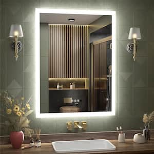 32 in. W x 24 in. H Large Rectangular Frameless Anti-Fog Sensor Wall Mount Bathroom Vanity Mirror in Silver