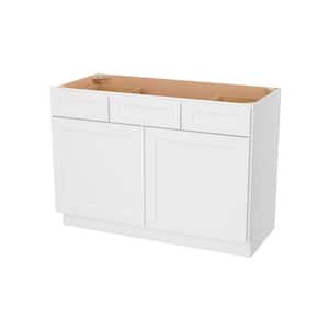 Camlock 2-Drawer 48 in. W x 21 in. D x 34.5 in. H Ready to Assemble Bath Vanity Cabinet without Top in Shaker White