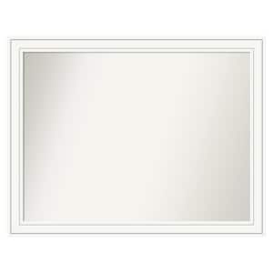 Craftsman White 45 in. x 35 in. Custom Non-Beveled Satin Wood Framed Bathroom Vanity Wall Mirror