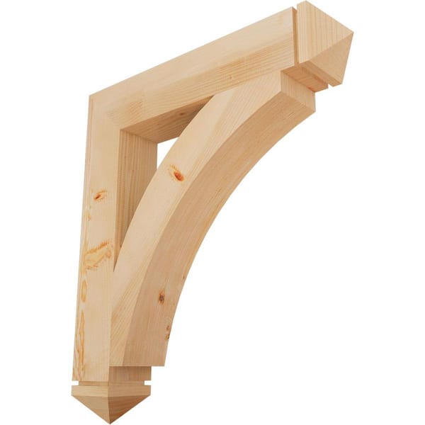 Ekena Millwork 5.5 in. x 38 in. x 34 in. Douglas Fir Thorton Arts and Crafts Smooth Bracket