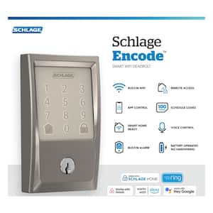 Century Encode Smart Wi-Fi Door Lock with Alarm and Latitude handle Handle set in Satin Nickel